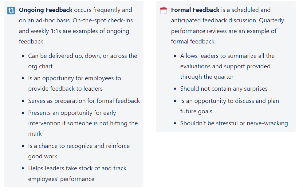 ongoing and formal feedback