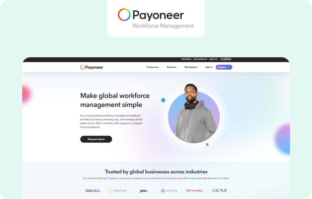 payoneer workforce management homepage