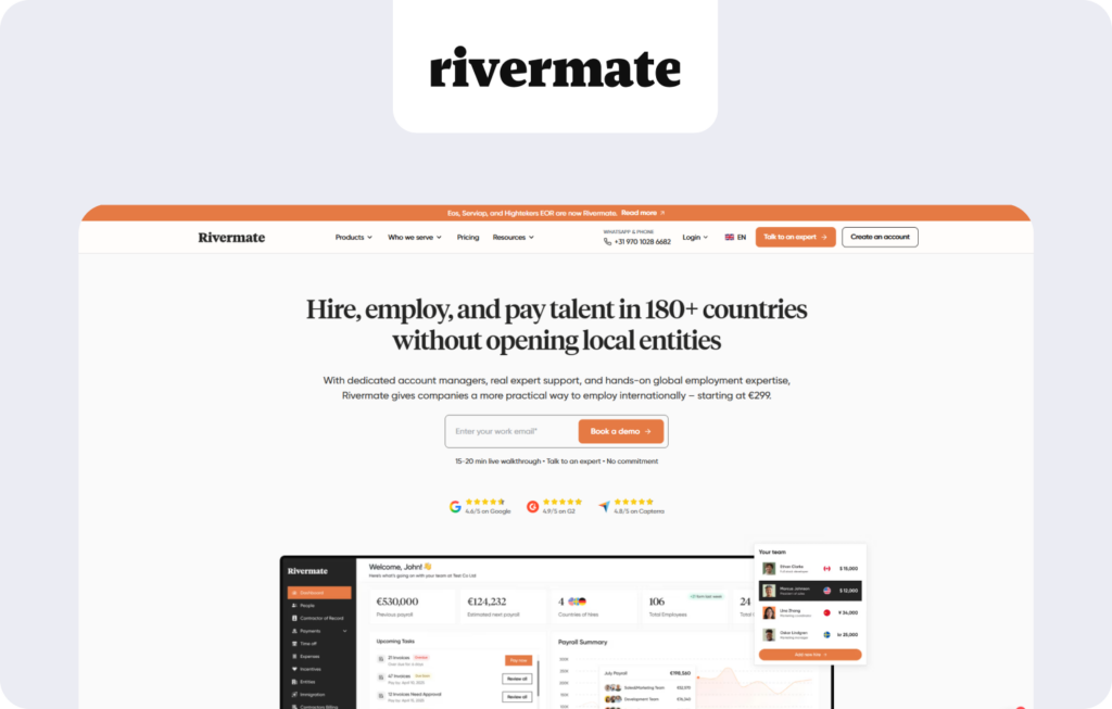 rivermate homepage