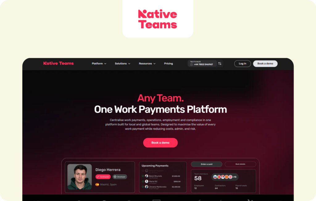native teams homepage