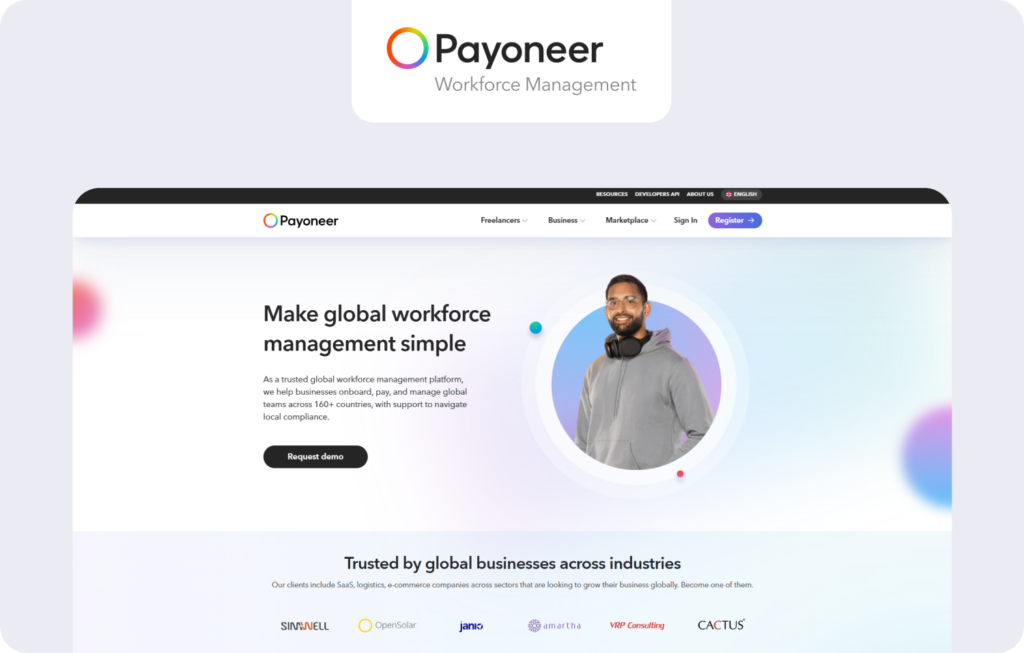 payoneer workforce management homepage