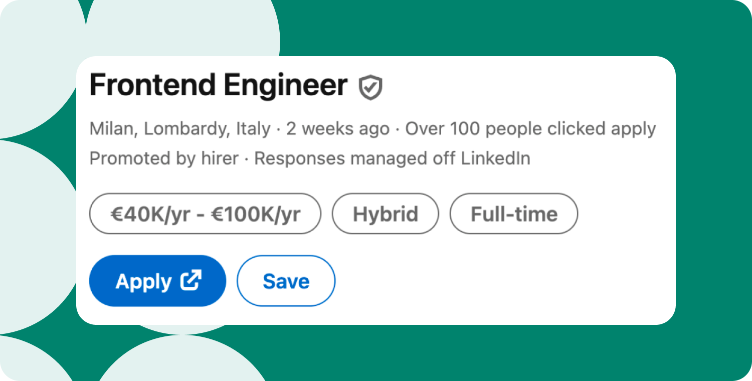 example of a job listing in linkedin with a range